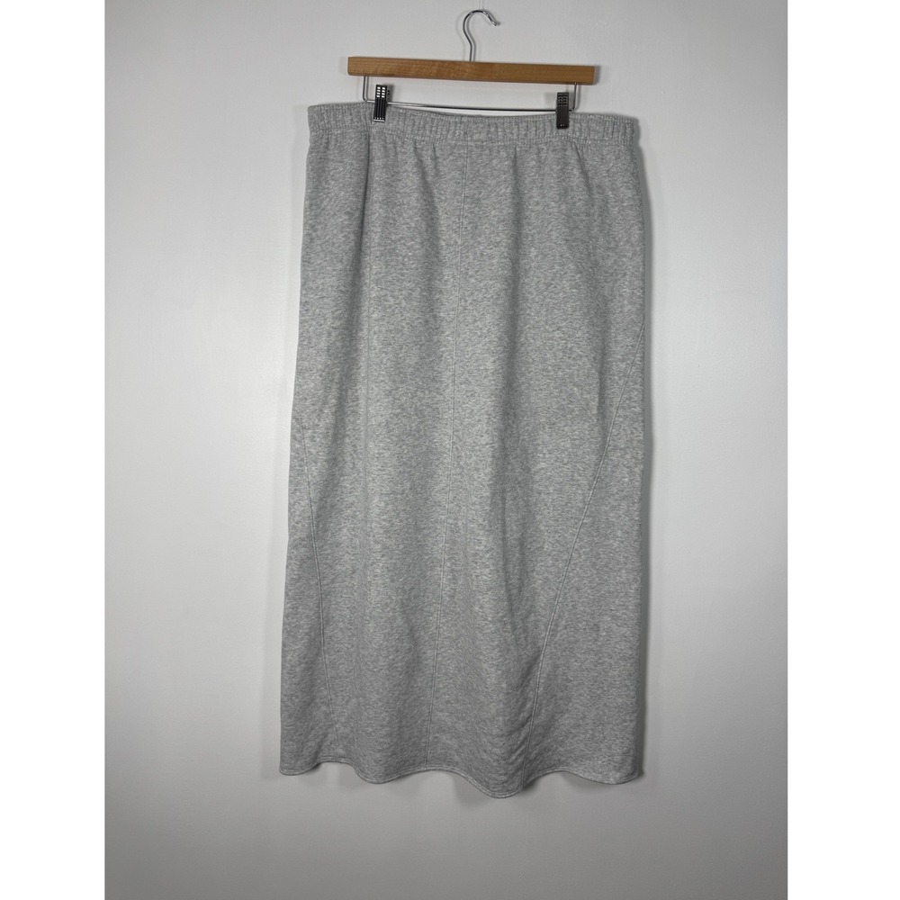 Athleisure Universal Thread Womens XL Maxi Skirt Heather Grey Fleece Front Slit - Picture 2 of 11